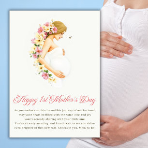 Floral Expecting Mom Happy 1st Mother’s Day Holiday Card