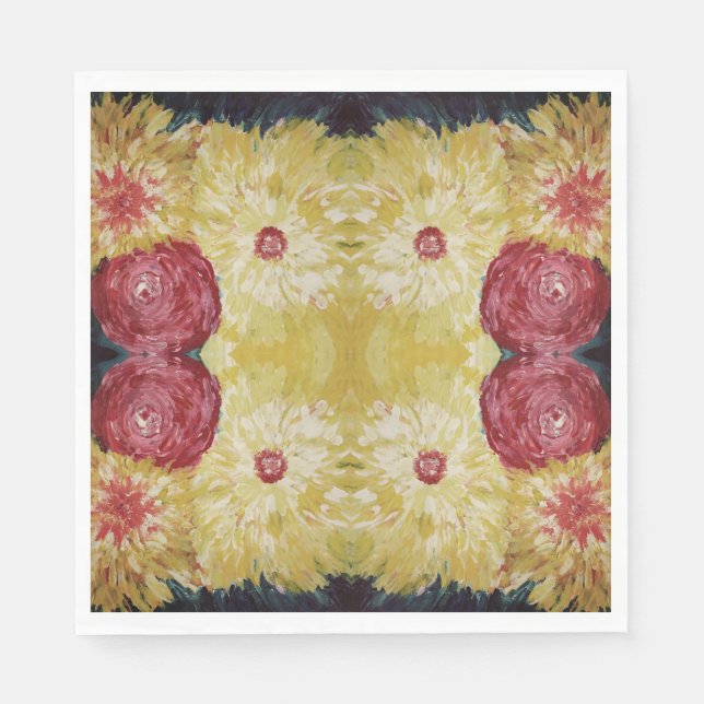 Floral Explosion Abstrcat Painting Napkin (Front)
