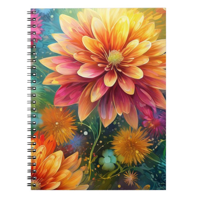 Floral Explosion: Bursting Colour Pattern Notebook (Front)