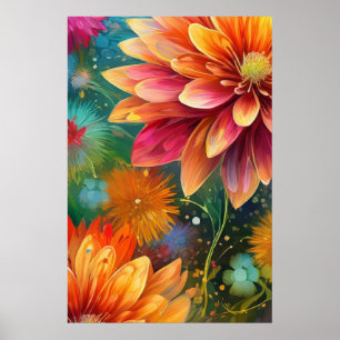 Floral Explosion: Bursting Colour Pattern Poster