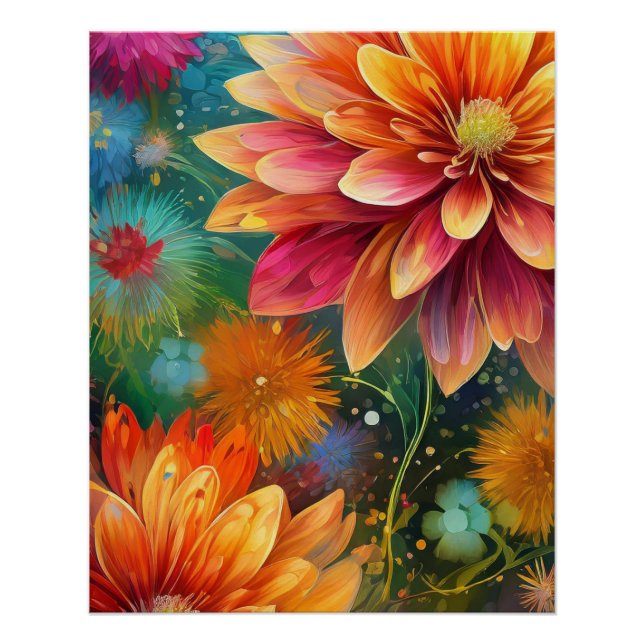 Floral Explosion: Bursting Colour Pattern Poster (Front)