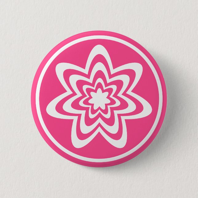 Floral Explosion Button, Pink 6 Cm Round Badge (Front)