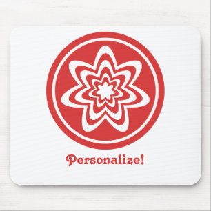 Floral Explosion Mousepad, Bright Red Mouse Pad