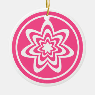 Floral Explosion Ornament, Pink Ceramic Ornament