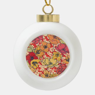 Floral Explosion: Seamless Vintage Trend. Ceramic Ball Christmas Ornament