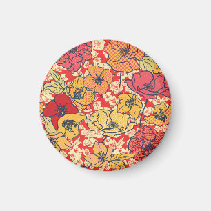 Floral Explosion: Seamless Vintage Trend. Magnet
