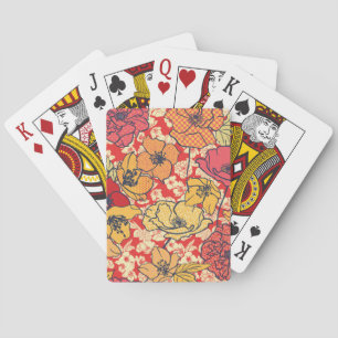 Floral Explosion: Seamless Vintage Trend. Playing Cards