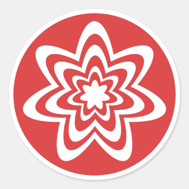 Floral Explosion Stickers, Bright Red Classic Round Sticker (Front)