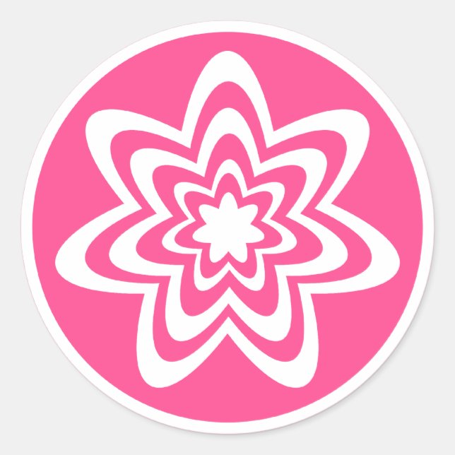 Floral Explosion Stickers, Pink Classic Round Sticker (Front)