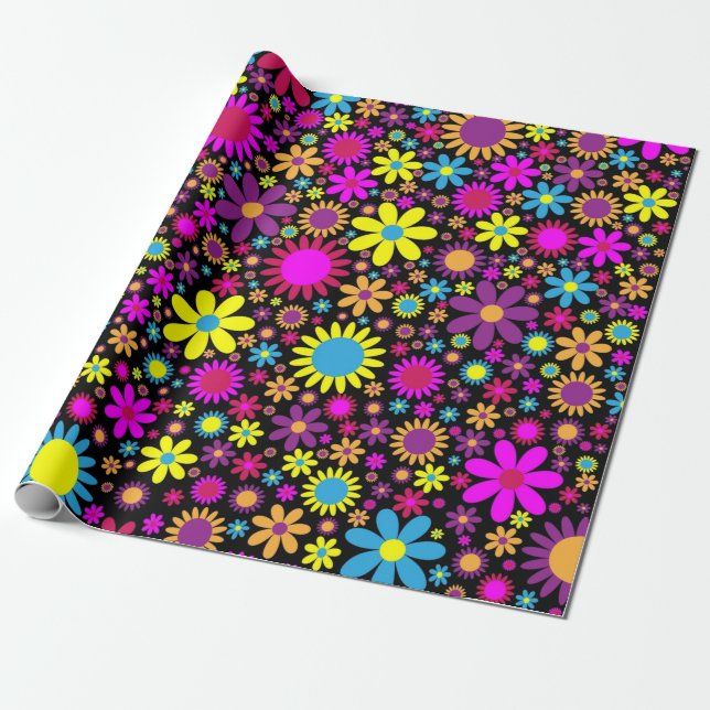 Floral Explosion Wrapping Paper (Unrolled)
