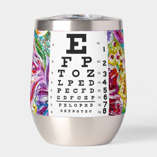 Floral Eye Chart thermal wine tumbler