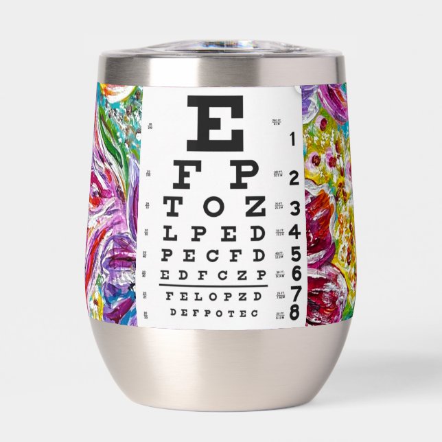 Floral Eye Chart thermal wine tumbler (Front)