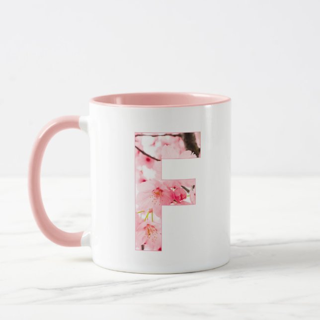 Floral F Initial Mug | Personalized Name & Traits (Left)