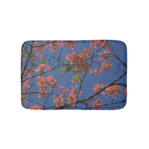 Floral Fabric, Blue Bath Mat