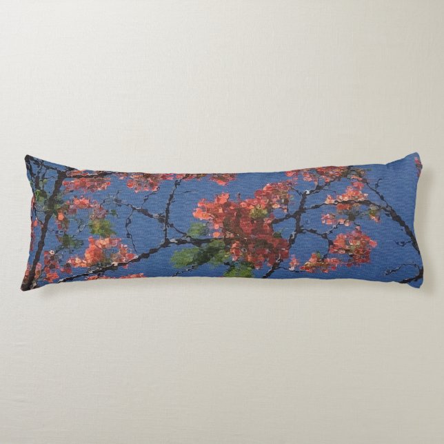 Floral Fabric, Blue Body Cushion (Front)