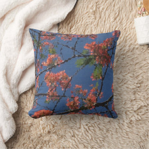Floral Fabric, Blue Cushion