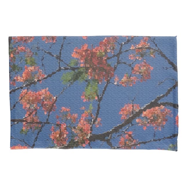 Floral Fabric, Blue Pillowcase (Front)