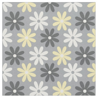Floral Fabric Group Yellow and Gray Pattern