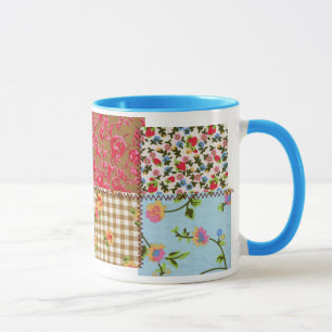 Floral Fabric Patchwork Pattern Mug