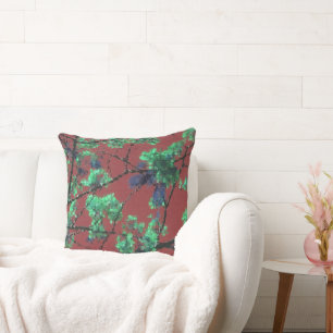 Floral Fabric, Red Cushion