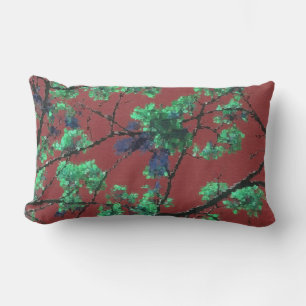 Floral Fabric, Red Lumbar Cushion