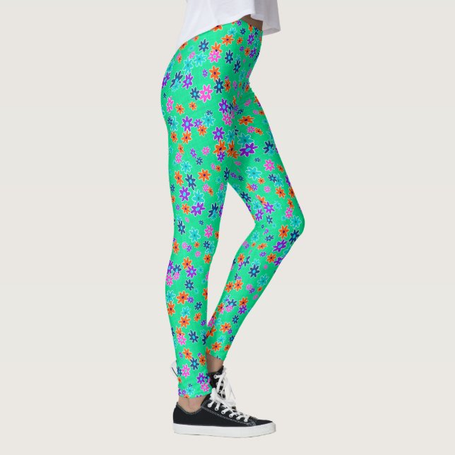 Floral Fabric Seamless Pattern coloured 1 Leggings (Right)