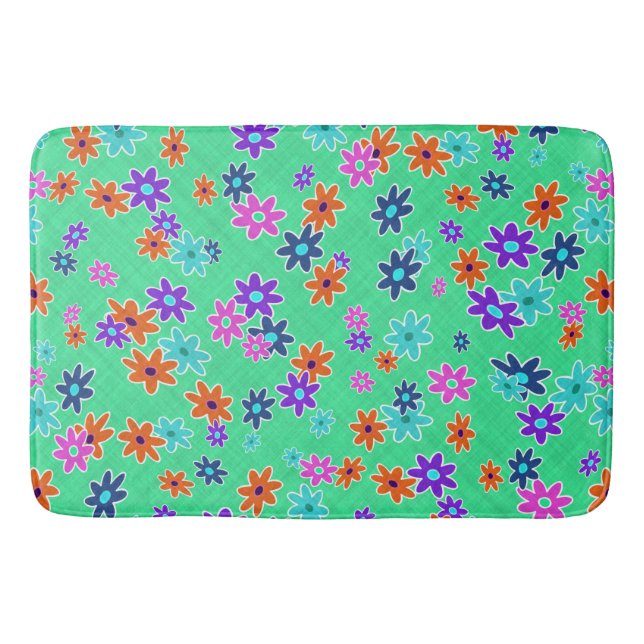 Floral Fabric Seamless Pattern coloured Bath Mat (Front)