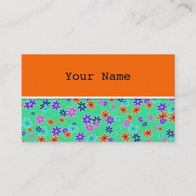 Floral Fabric Seamless Pattern coloured Business Card (Front)