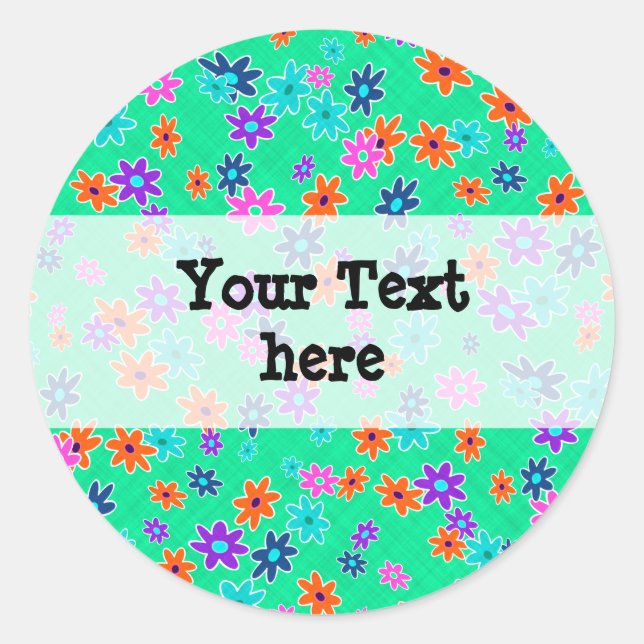Floral Fabric Seamless Pattern coloured Classic Round Sticker (Front)