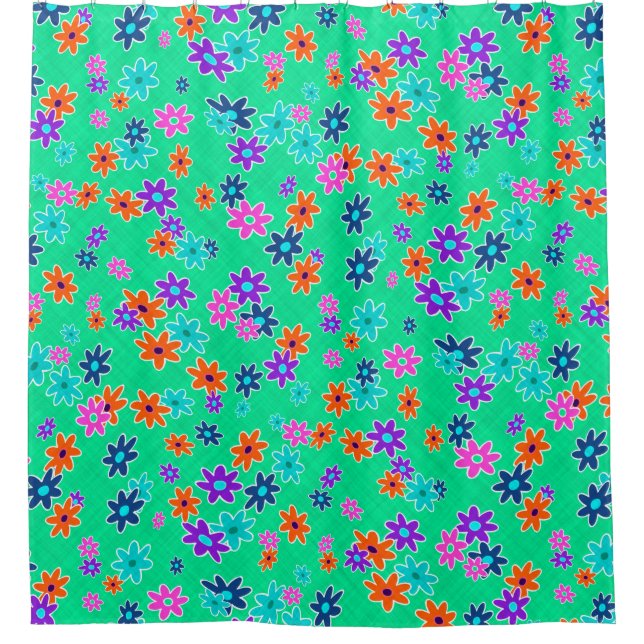 Floral Fabric Seamless Pattern coloured Shower Curtain (Front)