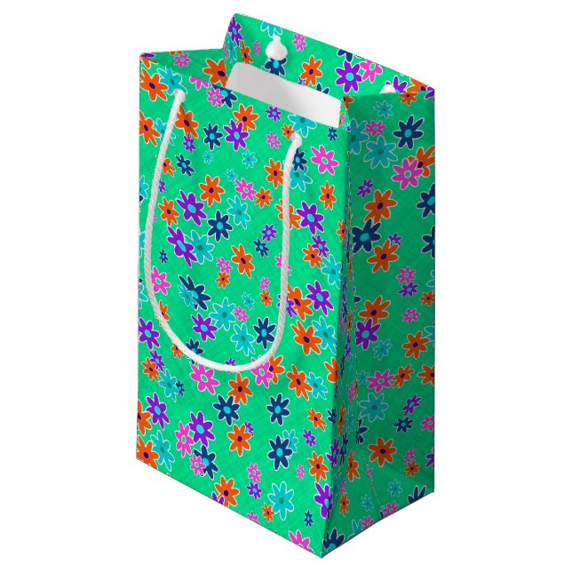 Floral Fabric Seamless Pattern coloured Small Gift Bag (Front Angled)