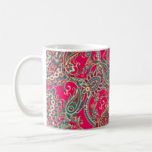 Floral fabric with paisley ornament seamless patte coffee mug