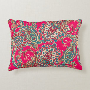 Floral fabric with paisley ornament seamless patte decorative cushion