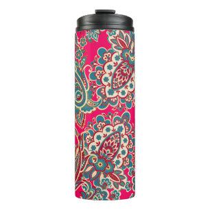 Floral fabric with paisley ornament seamless patte thermal tumbler