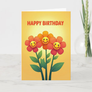 Floral Faces Birthday Card