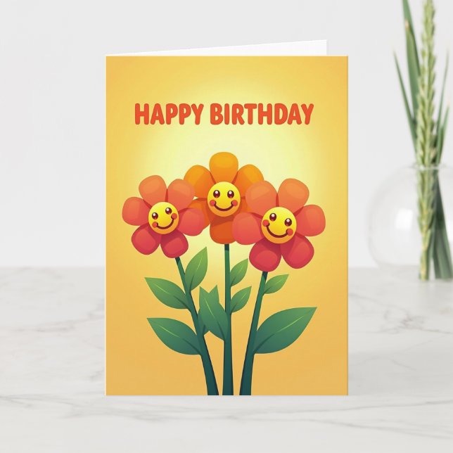 Floral Faces Birthday Card (Front)