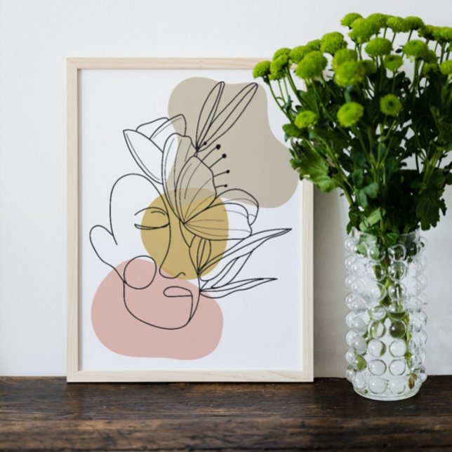 Floral Facial Eruption Abstract Shapes Line Art Poster (Creator Uploaded)