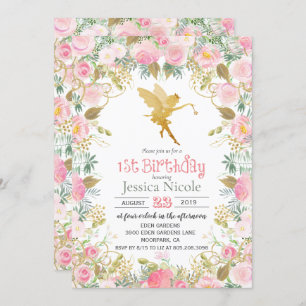 Floral Fairy 1st Birthday Invitation