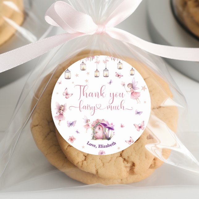 Floral Fairy Birthday 1st Fairy Thank You Classic Round Sticker (Creator Uploaded)