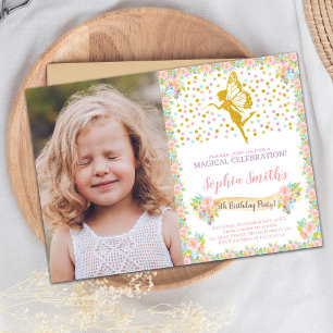 Floral Fairy Birthday Invitation with Photo