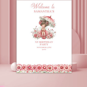 Floral Fairy Blush Cute 5th Birthday Backdrop Tapestry
