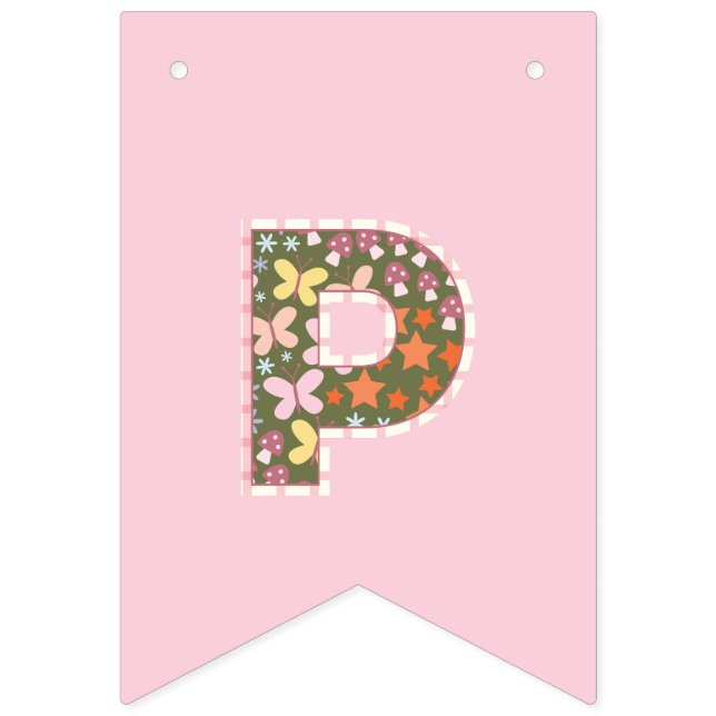 Floral Fairy Butterfly Happy Birthday Banner (Fourth Flag)