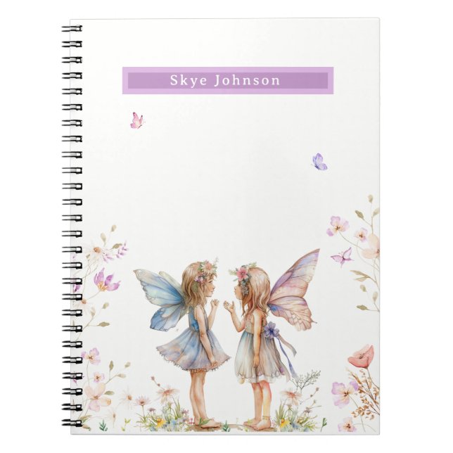 Floral Fairy Custom Name Notebook (Front)