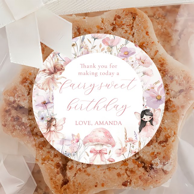 Floral Fairy First Birthday Party Sticker (Creator Uploaded)