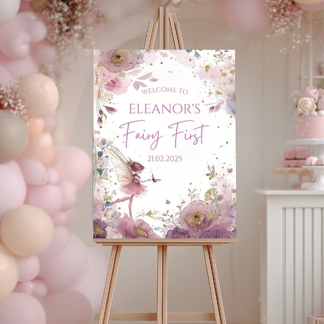 Floral Fairy First Birthday Personalised Welcome Poster (Creator Uploaded)