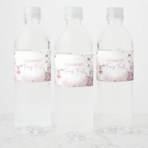 Floral Fairy First Personalised Party Bottle Label