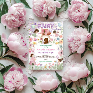 Floral Fairy Forest Baby Girl Shower Invitation