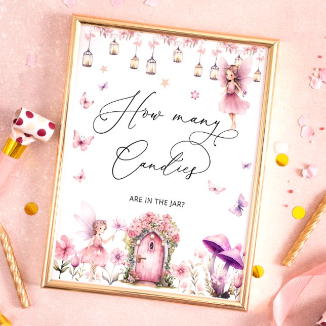 Floral Fairy Garden How Many Candies in Jar Poster (Creator Uploaded)