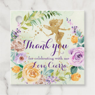 Floral Fairy Girls Birthday Favour Tags