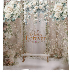 Floral Fairy Lights Wedding Backdrop Shower  Curtain